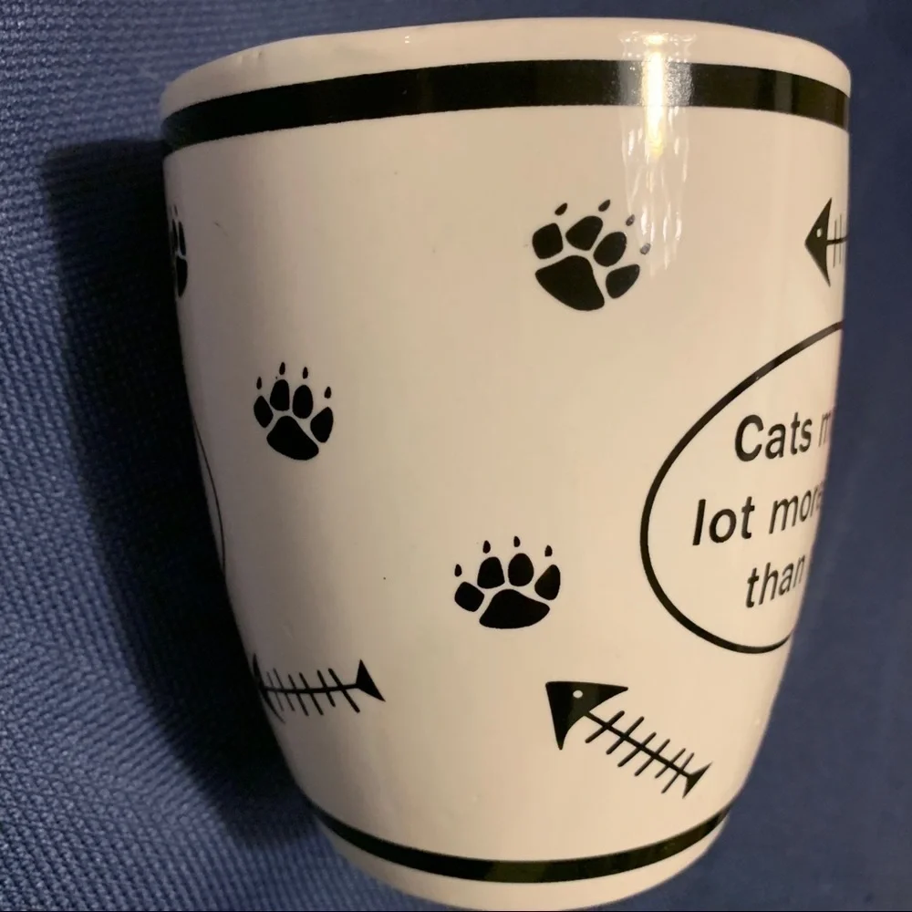 Cat ceramic oversized mug large cream black